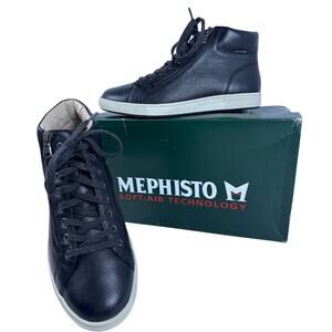 Mephisto Nolita Sneaker Boots Women's 8.5 Black Tumbled Leather Zip & Lace Up